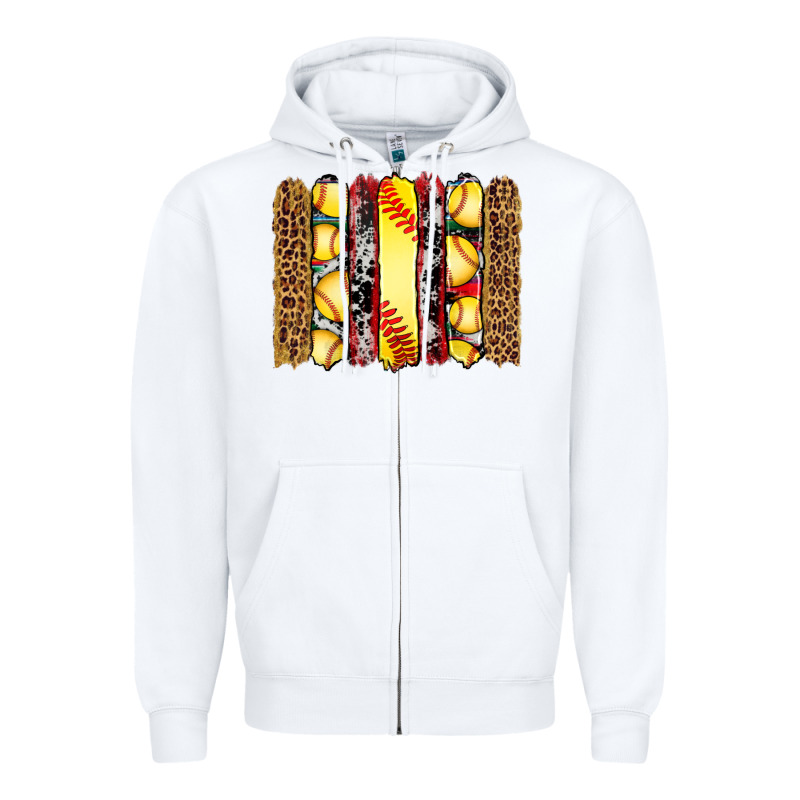 Softball Serape Leopard Cowhide Glitter Brushstrokes Zipper Hoodie by Artiststas | Teevron