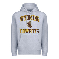 Heather Grey Wyoming Cowboys Men's Apparel Gameday Arch Over Cowboys Sweat Premium Hoodie - longCreatives