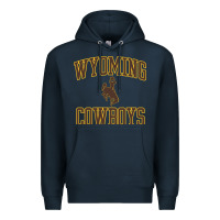 Navy Wyoming Cowboys Men's Apparel Gameday Arch Over Cowboys Sweat Premium Hoodie - longCreatives