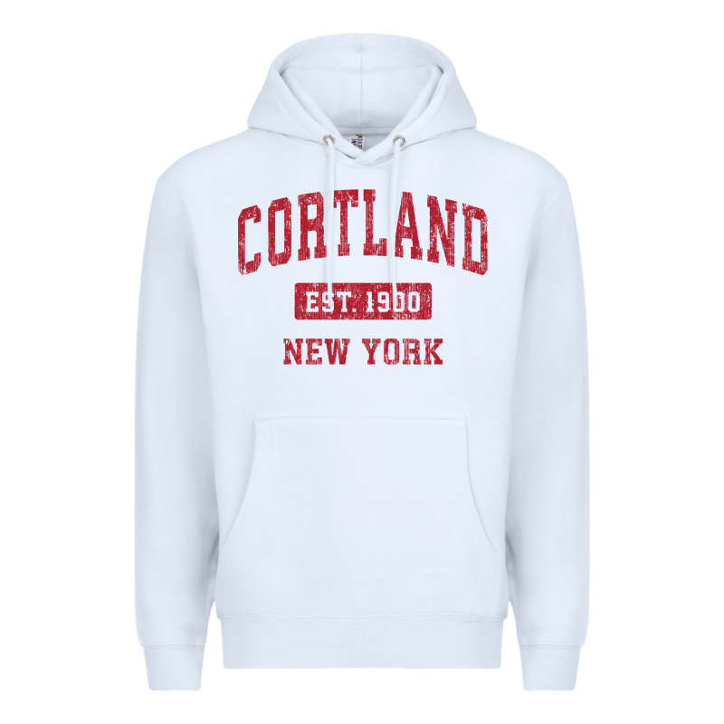Cortland New York Ny Vintage Sports Design Red Design Sweat Premium Hoodie by longCreatives | Teevron