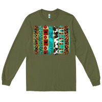Army Green western brushstroke Long Sleeve Tee - OliviaCreatesArt