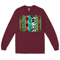 Burgundy western brushstroke Long Sleeve Tee - OliviaCreatesArt