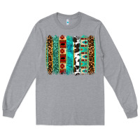 Heather Grey western brushstroke Long Sleeve Tee - OliviaCreatesArt