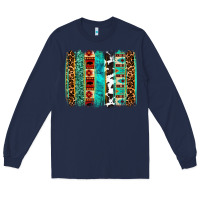 Navy western brushstroke Long Sleeve Tee - OliviaCreatesArt