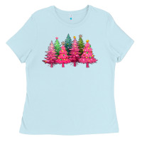 Baby Blue christmas tress with lights Ladies Tee - texasbilliewilder