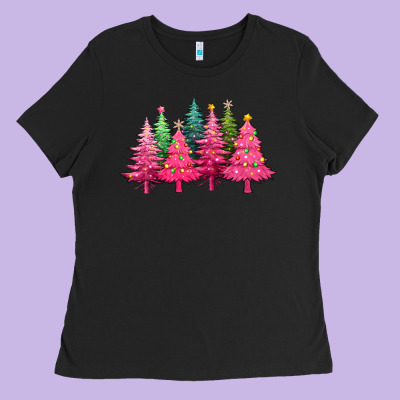 Christmas Tress With Lights Ladies Tee Designed By Texasbilliewilder