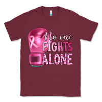 Burgundy Breast cancer no one fights alone boxing Classic Tee - Artiststas