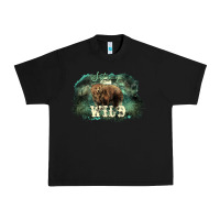 Black Stay wild night Grizzly Bear Urban Heavy Tee - HowdyJamesFarm