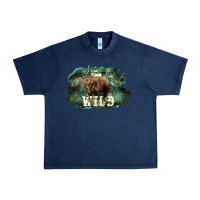 Navy Stay wild night Grizzly Bear Urban Heavy Tee - HowdyJamesFarm