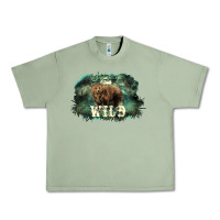 Oil Green Stay wild night Grizzly Bear Urban Heavy Tee - HowdyJamesFarm