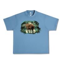Pebble Blue Stay wild night Grizzly Bear Urban Heavy Tee - HowdyJamesFarm