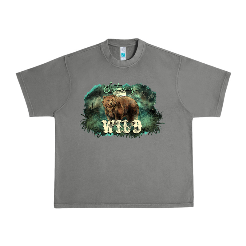 Stay Wild Night Grizzly Bear Urban Heavy Tee by HowdyJamesFarm | Teevron