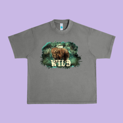 Stay Wild Night Grizzly Bear Urban Heavy Tee Designed By Howdyjamesfarm