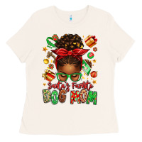 Bone santas favorite dog mom afro messy bun Ladies Tee - texasbilliewilder