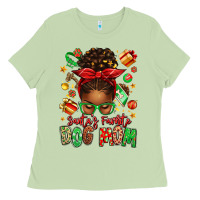 Matcha santas favorite dog mom afro messy bun Ladies Tee - texasbilliewilder
