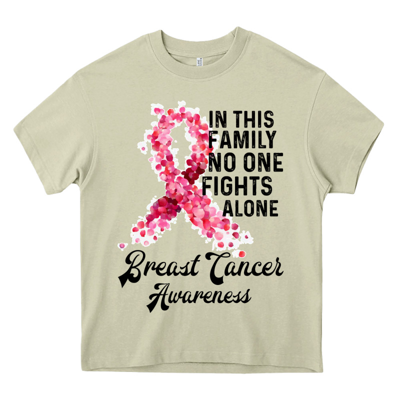 In This Family Fights Alone Breast Cancer Awareness Heavy Core Tee by Bettercallsaul | Teevron