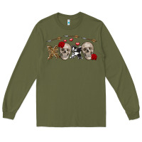 Army Green Xoxo Valentine skulls Valentine's Day Long Sleeve Tee - FaDigitalArtStudio