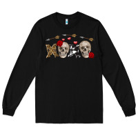 Black Xoxo Valentine skulls Valentine's Day Long Sleeve Tee - FaDigitalArtStudio