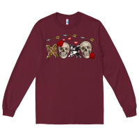 Burgundy Xoxo Valentine skulls Valentine's Day Long Sleeve Tee - FaDigitalArtStudio