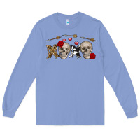 Colony Blue Xoxo Valentine skulls Valentine's Day Long Sleeve Tee - FaDigitalArtStudio