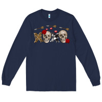 Navy Xoxo Valentine skulls Valentine's Day Long Sleeve Tee - FaDigitalArtStudio