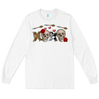 White Xoxo Valentine skulls Valentine's Day Long Sleeve Tee - FaDigitalArtStudio