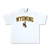 White Womens Wyoming Cowboys Apparel Fan Favorite Arch Urban Heavy Tee - longCreatives