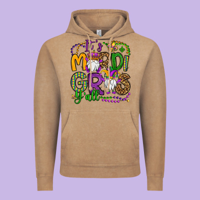 It's Mardi Gras Y'all Gnomes Vintage Hoodie Designed By Oliviacreatesart