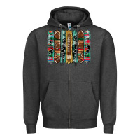 Charcoal Heather football serape cowhide turquoise glitter  brushstrokes Zipper Hoodie - Artiststas