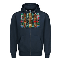 Navy football serape cowhide turquoise glitter  brushstrokes Zipper Hoodie - Artiststas
