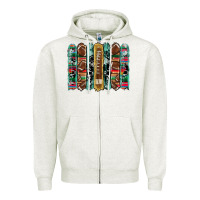 Oatmeal Heather football serape cowhide turquoise glitter  brushstrokes Zipper Hoodie - Artiststas