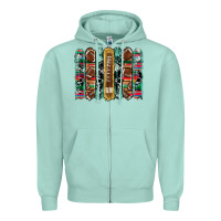 Seafoam football serape cowhide turquoise glitter  brushstrokes Zipper Hoodie - Artiststas