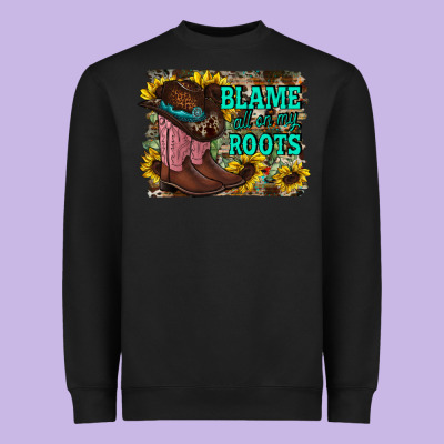 Blame All On My Roots Heavyweight Sweatshirt Designed By Racoondesign