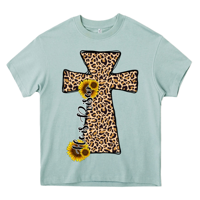 He Is Risen Leopard Cross Heavy Core Tee by JahusDesignShop | Teevron