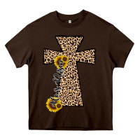 Chocolate Brown he is risen leopard cross Heavy Core Tee - JahusDesignShop