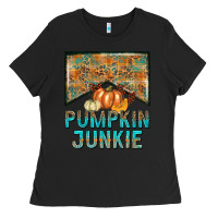 Black Pumpkin junkie Ladies Tee - NancyCooperArtShop