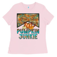 Bubblegum Pink Pumpkin junkie Ladies Tee - NancyCooperArtShop