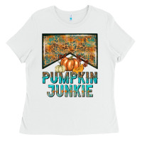 White Pumpkin junkie Ladies Tee - NancyCooperArtShop
