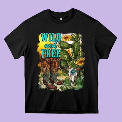 Wild And Free Cowgirl Boots Heavy Core Tee Designed By Ranaportraitstore