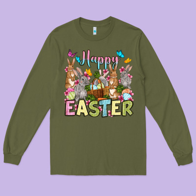 Happy Easter Bunnys Long Sleeve Tee Designed By Oliviacreatesart