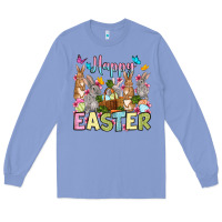 Colony Blue Happy Easter bunnys Long Sleeve Tee - OliviaCreatesArt