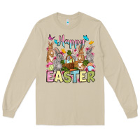 Mushroom Happy Easter bunnys Long Sleeve Tee - OliviaCreatesArt