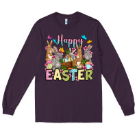 Plum Happy Easter bunnys Long Sleeve Tee - OliviaCreatesArt