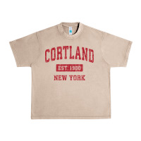 French Oak Cortland New York NY Vintage Sports Design Red Design Sweat Urban Heavy Tee - longCreatives