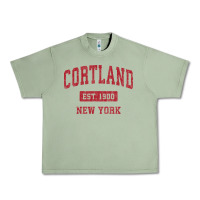 Oil Green Cortland New York NY Vintage Sports Design Red Design Sweat Urban Heavy Tee - longCreatives
