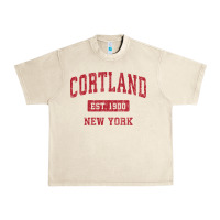 Sandshell Cortland New York NY Vintage Sports Design Red Design Sweat Urban Heavy Tee - longCreatives
