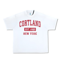 White Cortland New York NY Vintage Sports Design Red Design Sweat Urban Heavy Tee - longCreatives