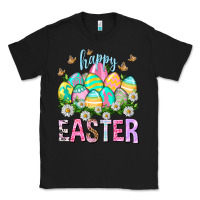 Black Happy Easter with eggs Easter Day Classic Tee - HowdyJamesFarm
