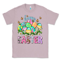 Lilac Happy Easter with eggs Easter Day Classic Tee - HowdyJamesFarm