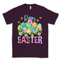 Plum Happy Easter with eggs Easter Day Classic Tee - HowdyJamesFarm